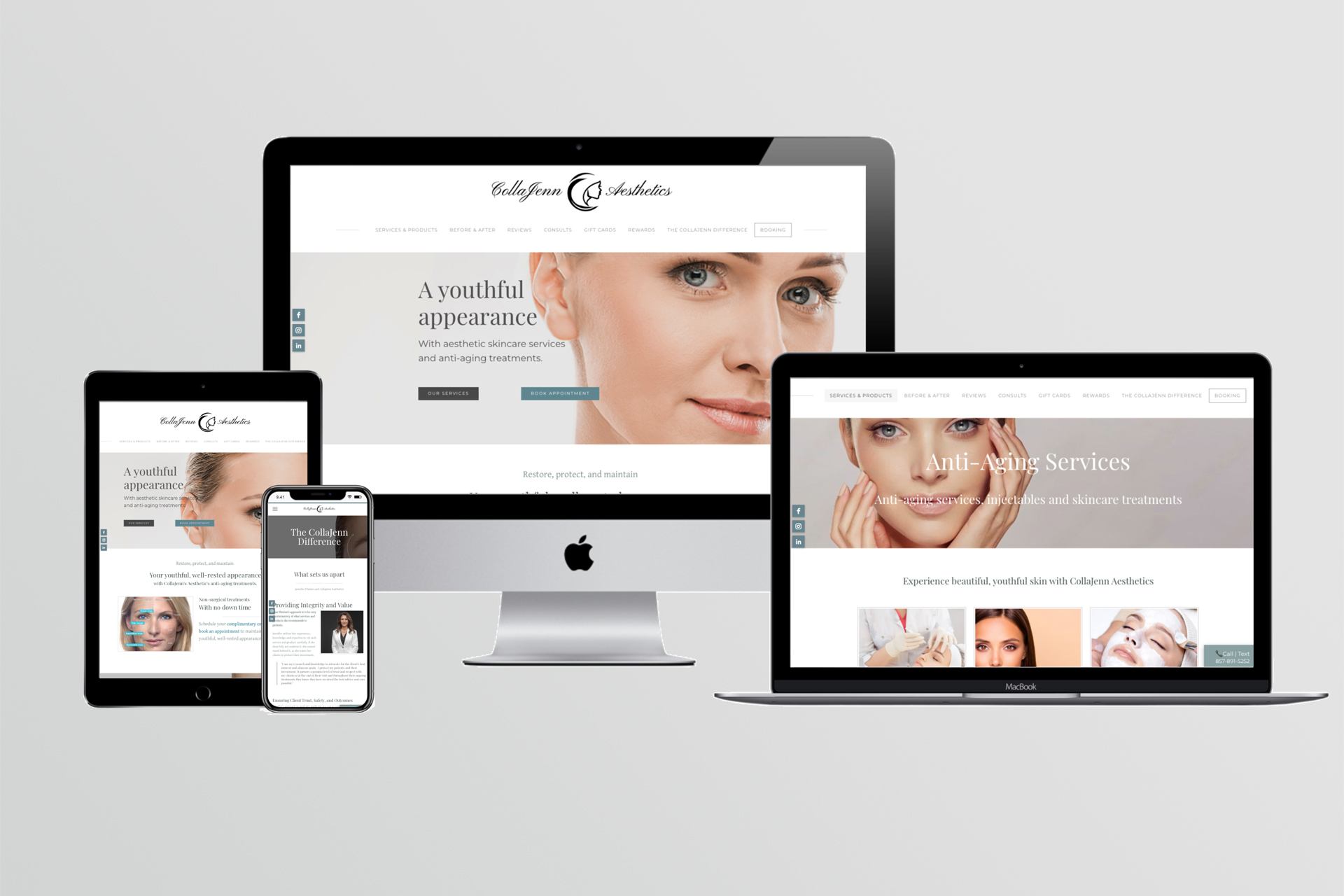 website design for CollaJenn Aesthetics in Weebly