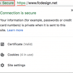 Screenshot showing Fat Cat Design's website is secure, SSL-compliant, and HTTPS-enabled