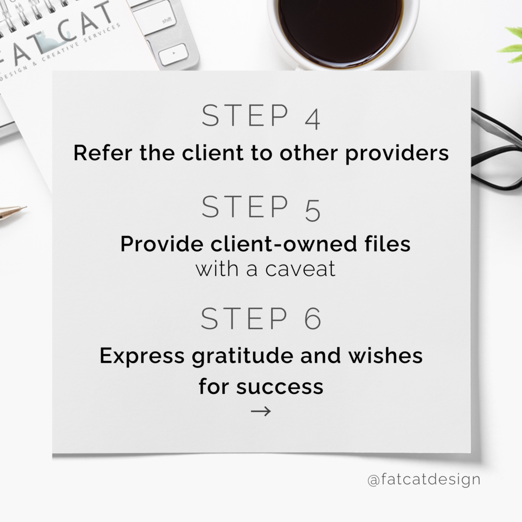 step 4: refer; step 5: provide; step 6: gratitude