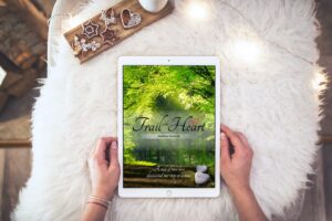 Romance book cover design for Author Kathleen Pendoley Trail of the Heart
