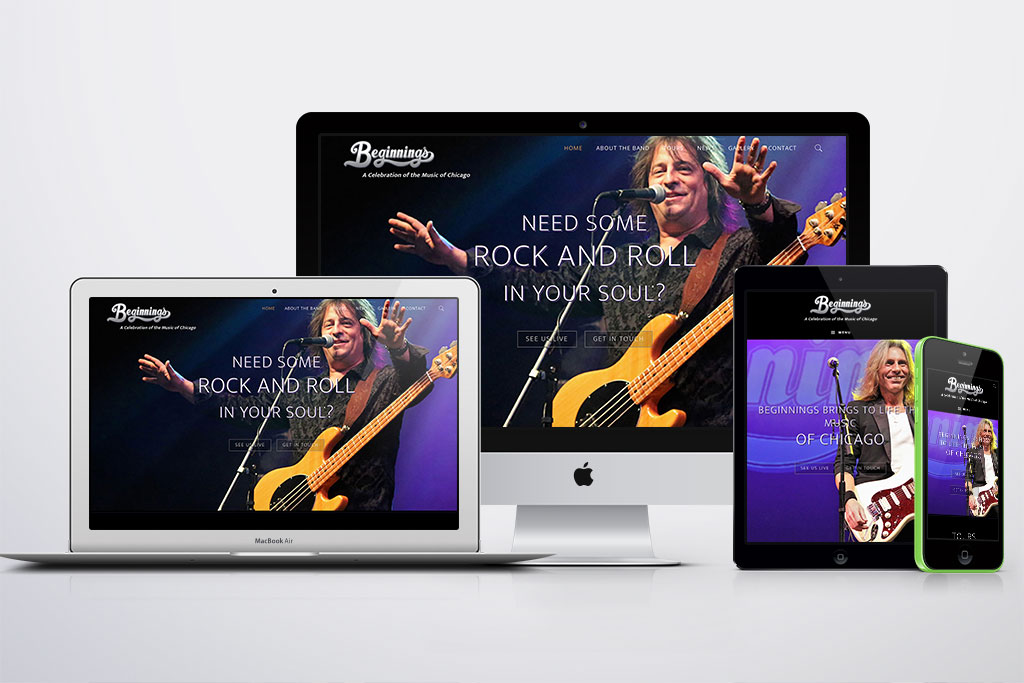 Website Redesign for Beginnings - The Ultimate Chicago Tribute Band