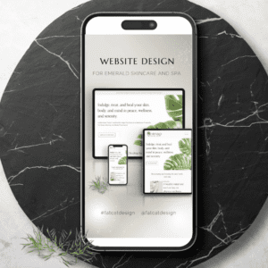 Fat Cat Design custom video created with wave.video displaying website design for Emerald Skincare and Spa