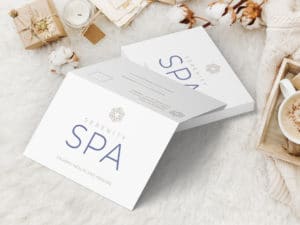 Fat Cat Design logo design, branding design, and postcards for Serenity Spa
