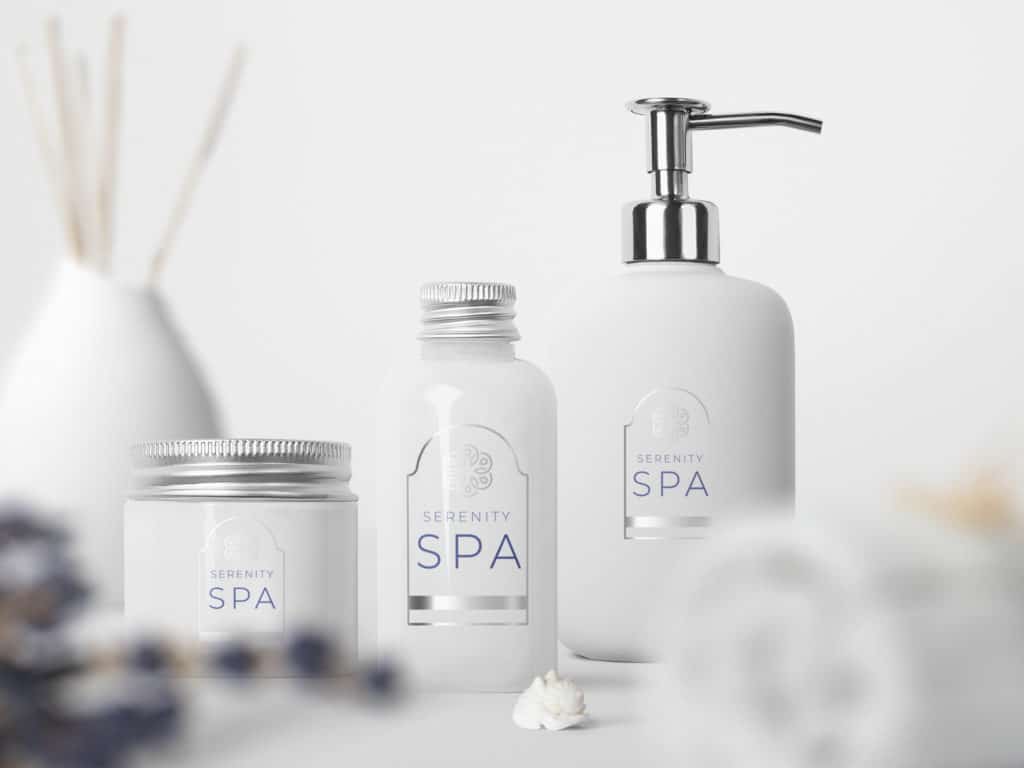 Fat Cat Design logo and packaging design for Serenity Spa