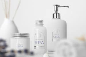 Fat Cat Design logo and packaging design for Serenity Spa