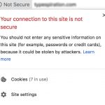 Example of a website that is not SSL-compliant and not HTTPS-enabled